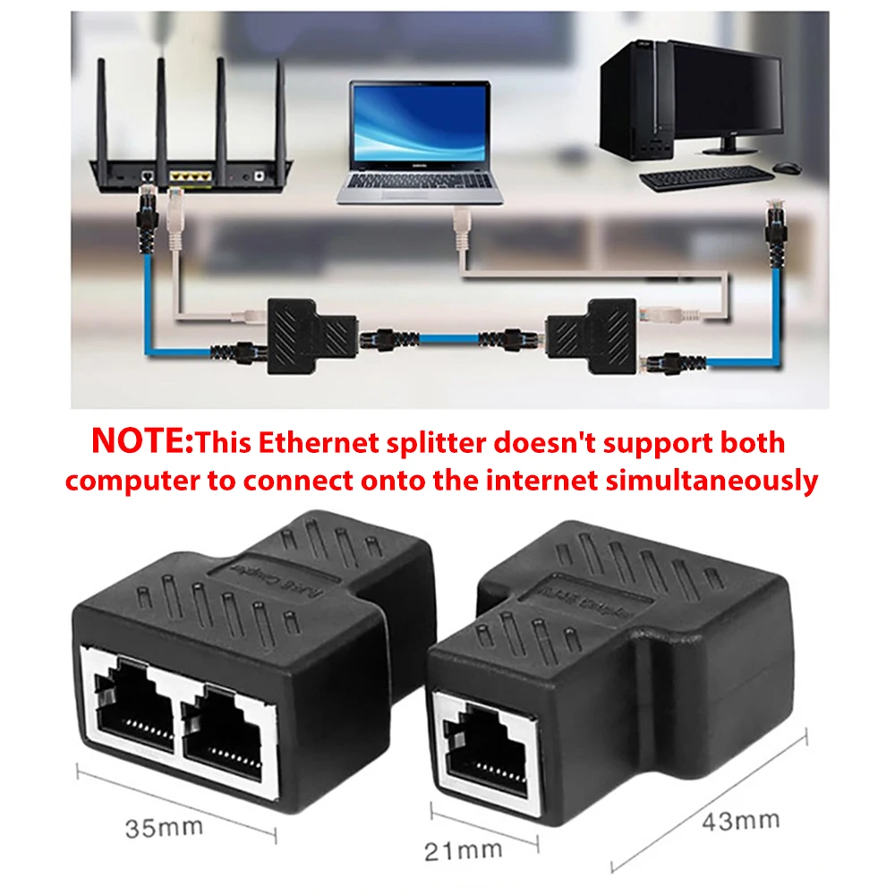 1 To 2 Way LAN RJ45 Ethernet Cable Port Network Splitter Double Cable Splitter Extender Plug Connector Adapter images - 6