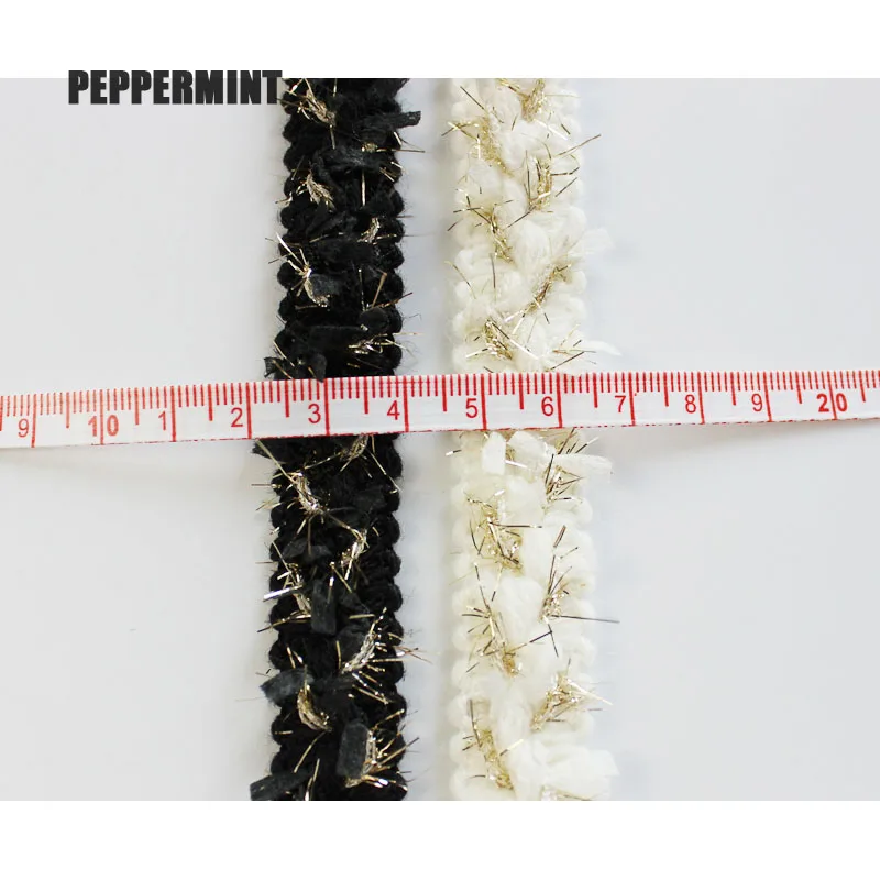 1 ярд черно белая твидовая тесьма кружевная золотая смешанная веревка