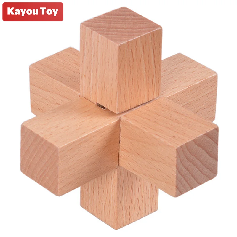 

Classic 3D Wooden Cross Puzzle IQ Burr Brain Teaser Luban Lock Game Toys Good Gift for Adults Children