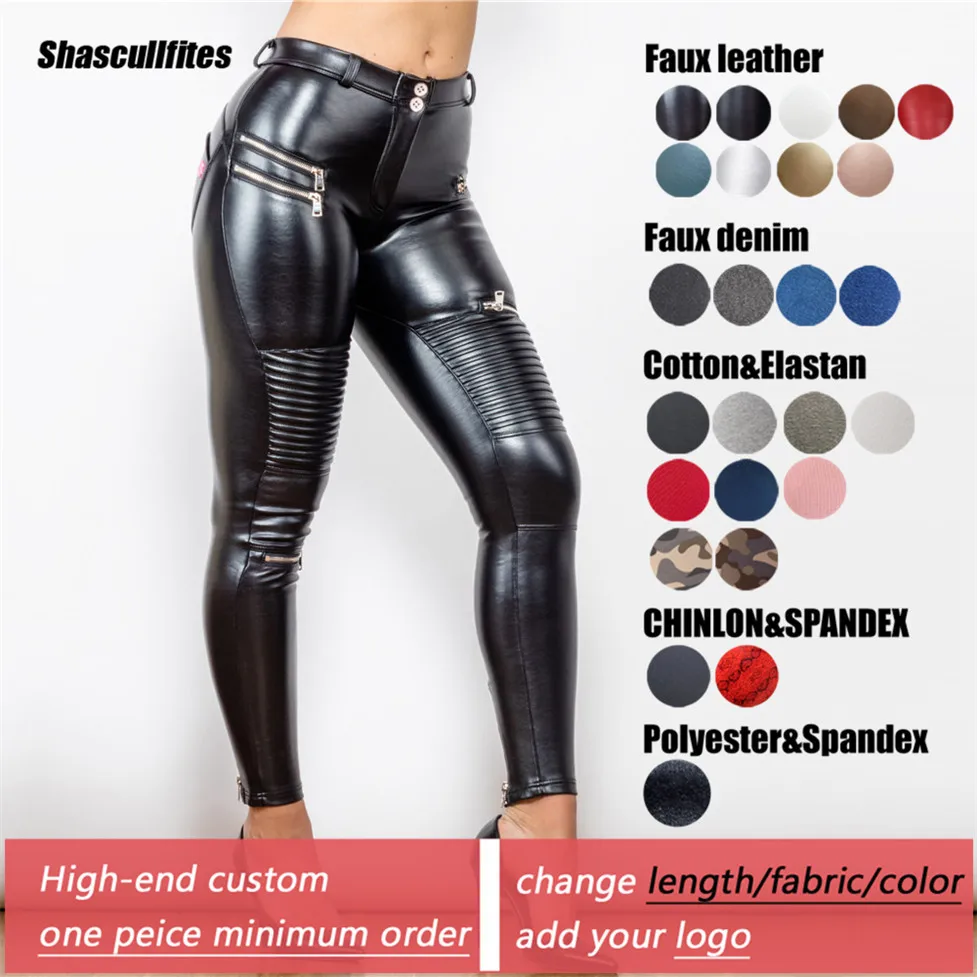 Shascullfites Tailored Womens Black Leather Pants Fleece Lined Tall Leather Jeans Leather Belted Trousers with knee Zippers
