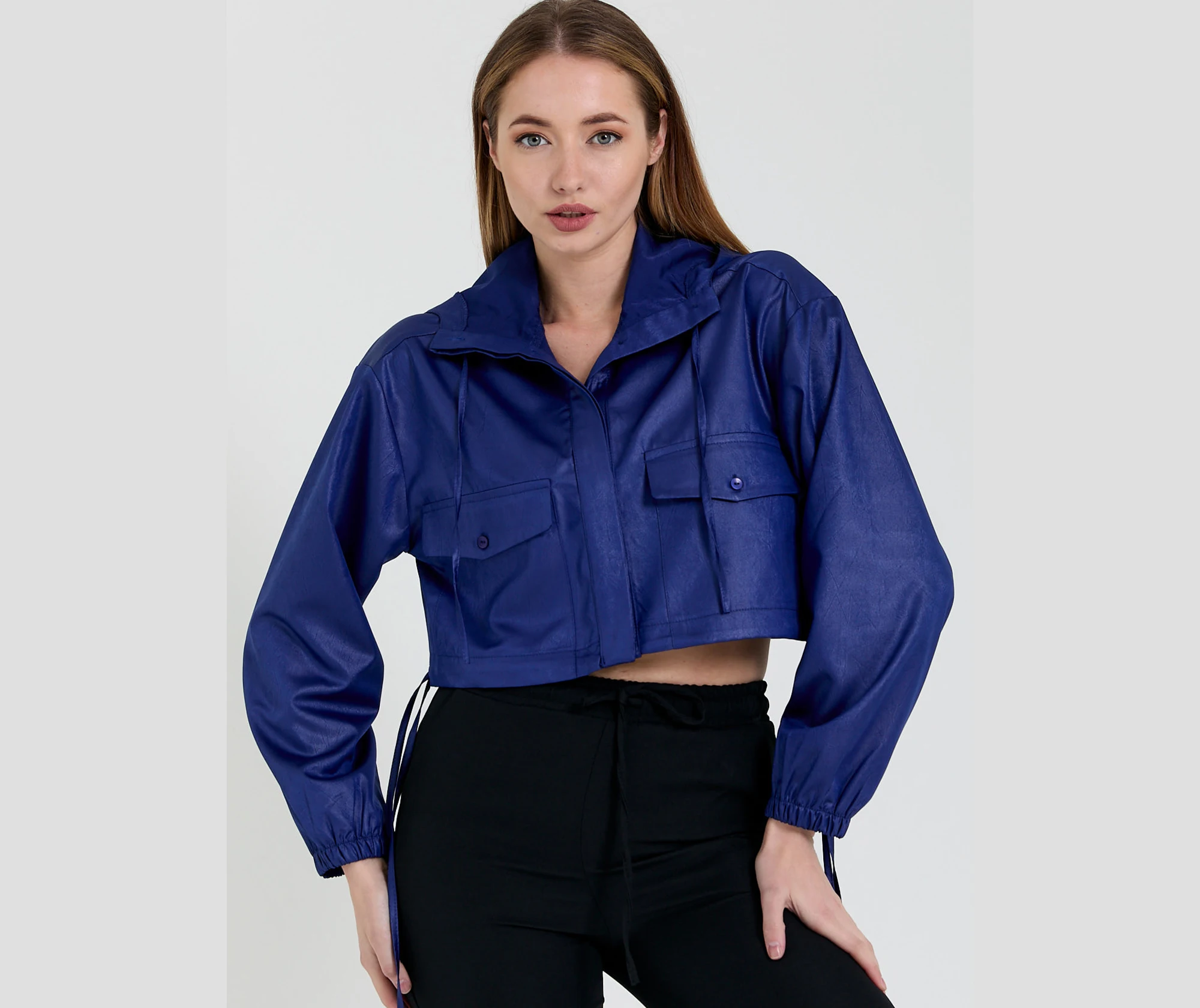

Women's Indigo Hooded Short Vest Coat