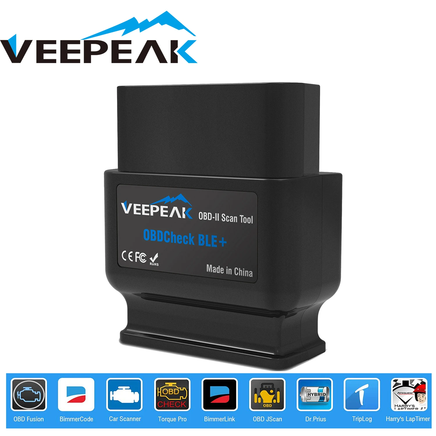 Диагностический сканер Veepeak OBDCheck BLE + Bluetooth 4,0 OBD2 для iOS и Android, автомобильный диагностический считыватель кодов, сканер для универсального OBDII - изображение