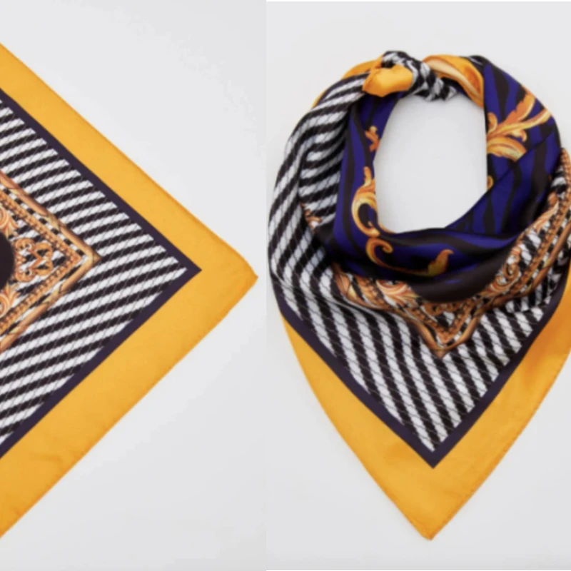 

Women's Elegant Scarf Multi Colored, Flower Patterned Casual Satin Square Shawl, 50 cmX50cm, Bandanas Headband Shawl