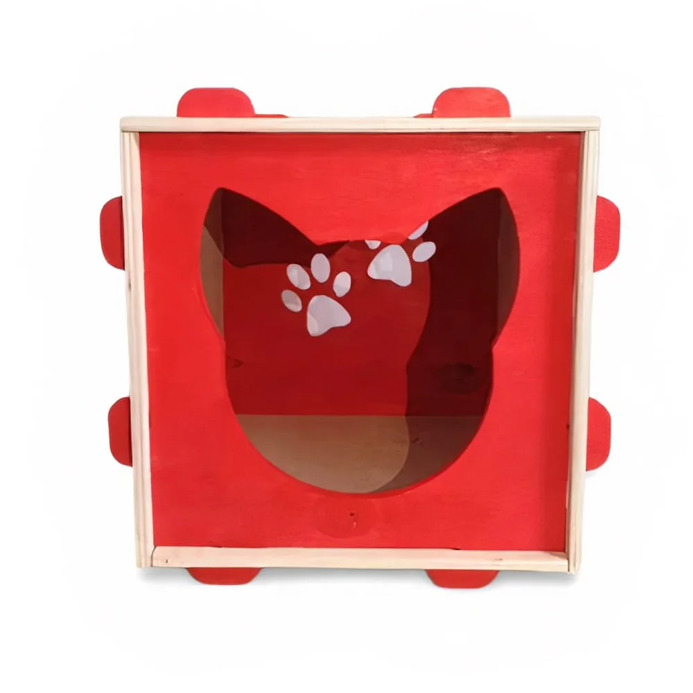 

Wooden Cat House Home Of Kitten Decorative Foldable Collapsible 45x45x45 CM