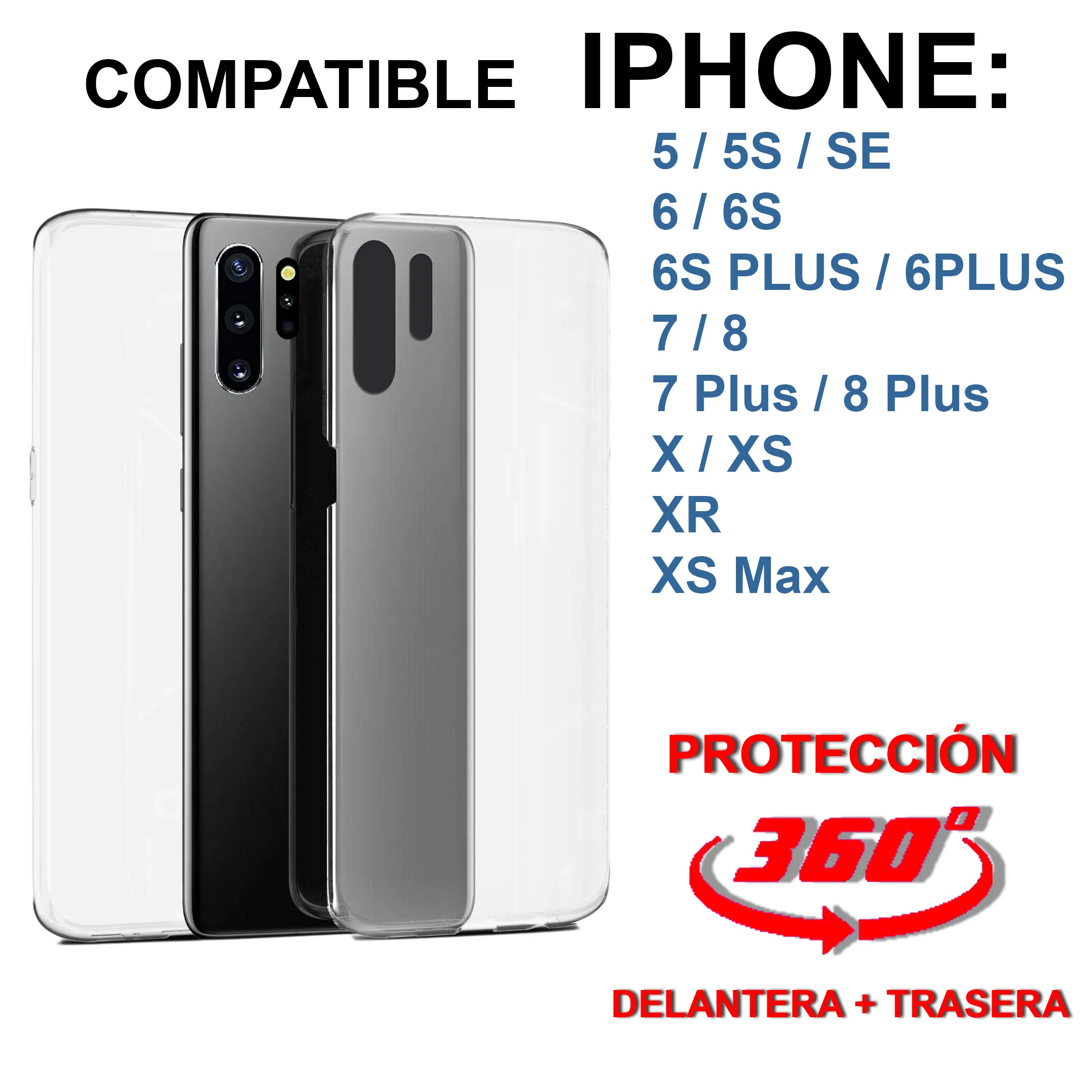 360 ° полный двойной чехол совместим с Iphone 5 5S 6 6s Plus 7 8 X XS XR MAX 11 Pro TPU премиум