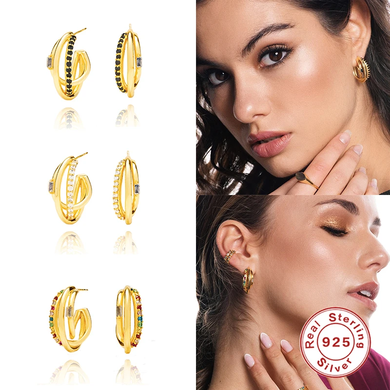 

AIDE Trendy 925 Sterling Silver Hoop Earrings for Women Elegant New Vintage Gold Korean Statement Earings Fine Jewelry brincos