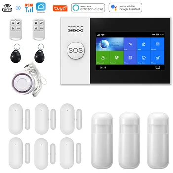 Tuya Smart Wifi  Alarm System GSM Home Security Kit For Smart Life with Door Sensor Detector RFID Touch Full Screen Alexa&Google