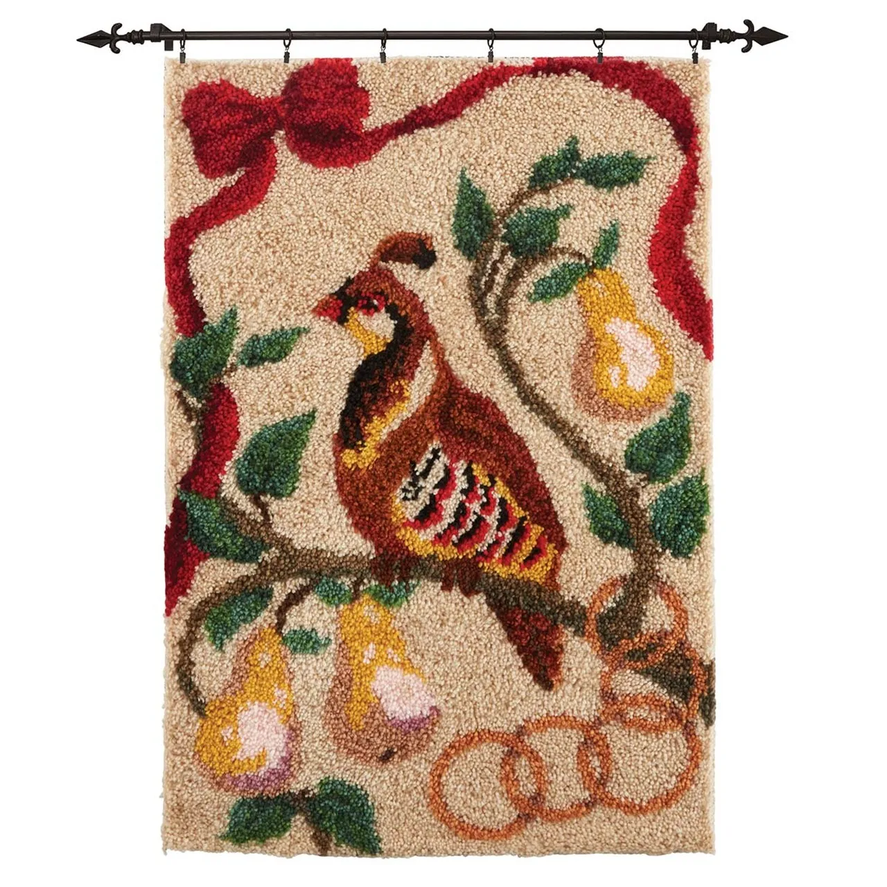 

Latch Hook Rug A Partridge in a Pear Tr Wall Tapestry DIY Carpet Rug Pre-Printed Canvas with Non-Skid Backing Floor Mat 69x102cm