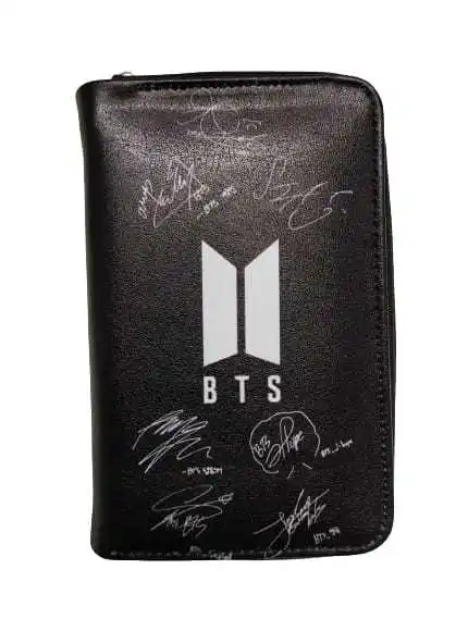 

Army Fan Kpop Bangtan Boys Jungkook Wallet Sign Design Black Size Logo Card Holder Unisex Wallet Clear Short Purse Wallet