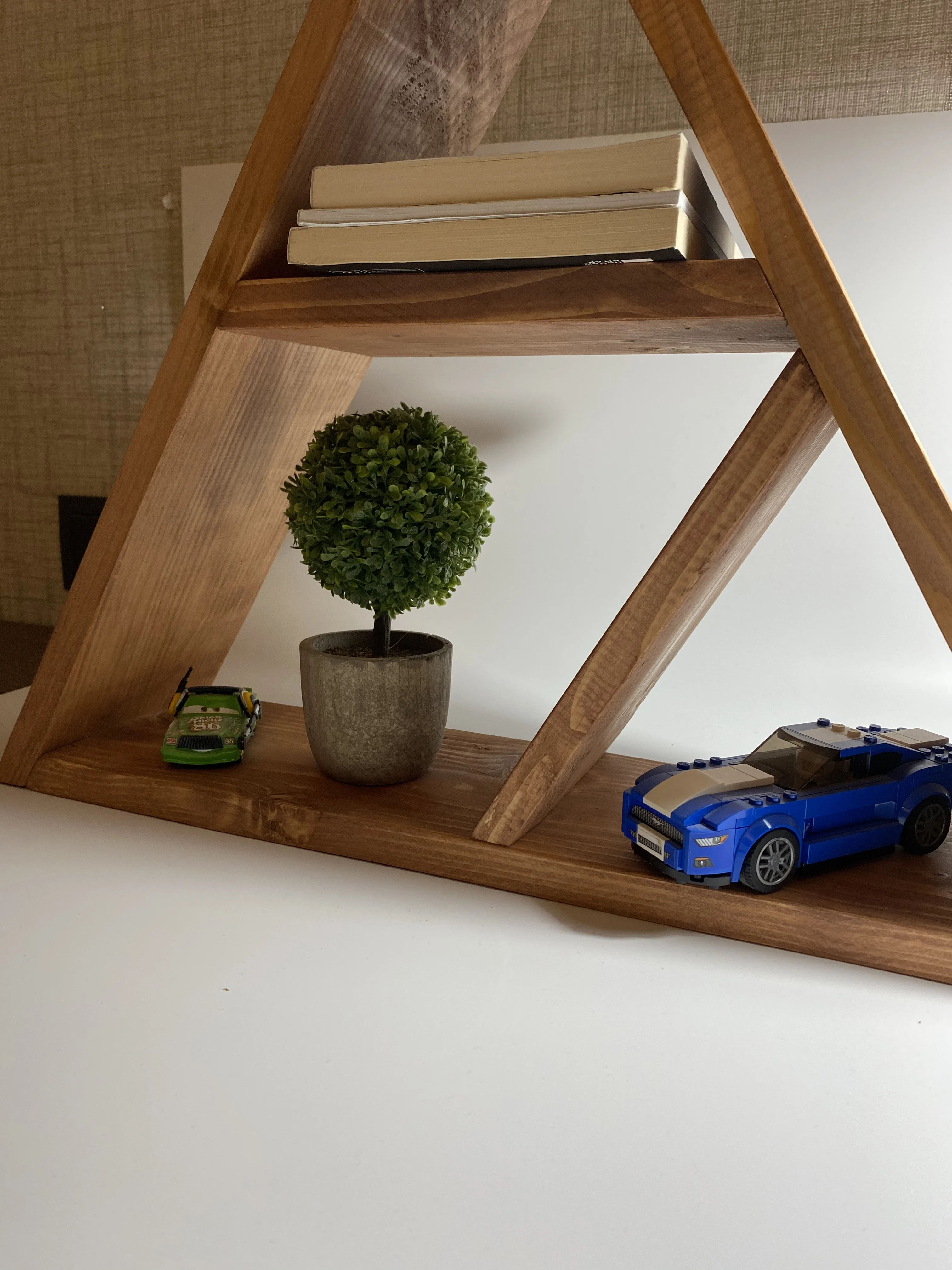 

Wooden Decorative Triangle Wall Mounted Book Shelves Home for Living Room Modern Stylish Home Decoration Photo Frame, Flower Pot