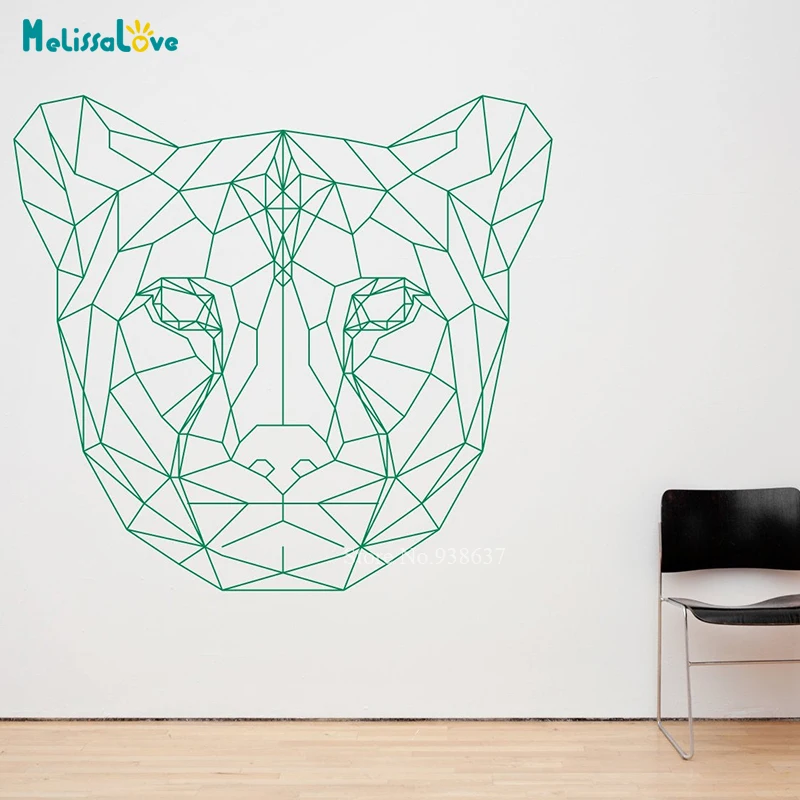 Геометрическая голова гепарда, леопардовая животная тематическая наклейка, Виниловая наклейка на стену, наклейка, арт JH001