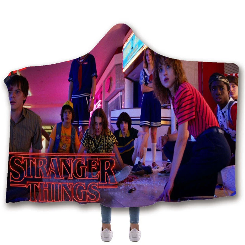 Аниме странные вещи с принтами плюша на меху капюшоном и застежкой Одеяло для