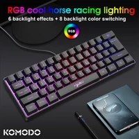komodo 61 keys gaming keyboard rgb backlit business keyboard us wired mini compact pc gamer mac ps4