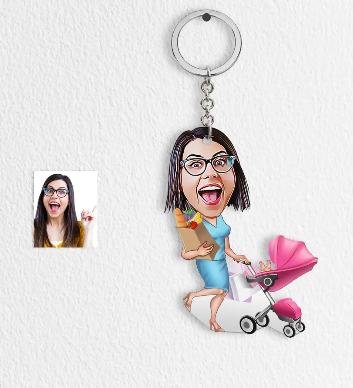 

Персонализированные Женские домохозяйки мать мультфильм Keychain-1