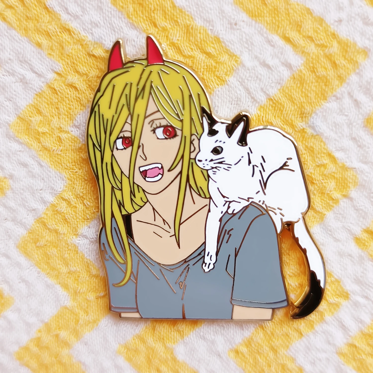 

Power and Cat Hard Enamel Pin Chainsaw Man Anime Pins Fans Collect Metal Brooch