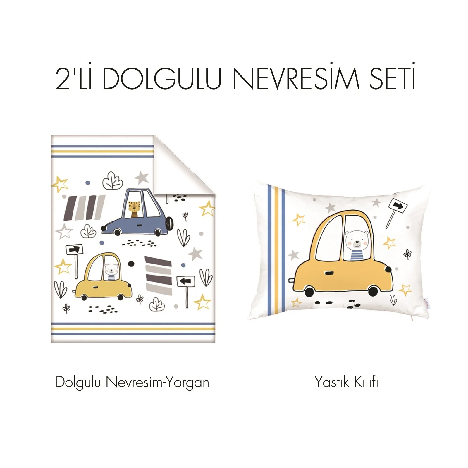 Ebebek Apolena детские машинки кровать заполнены пододеяльник & Подушка Чехол комплект