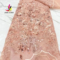 net sequins bead lace fabric bridal peach color french african nigerian latest design high quality tulle 2021 stylish embroidery