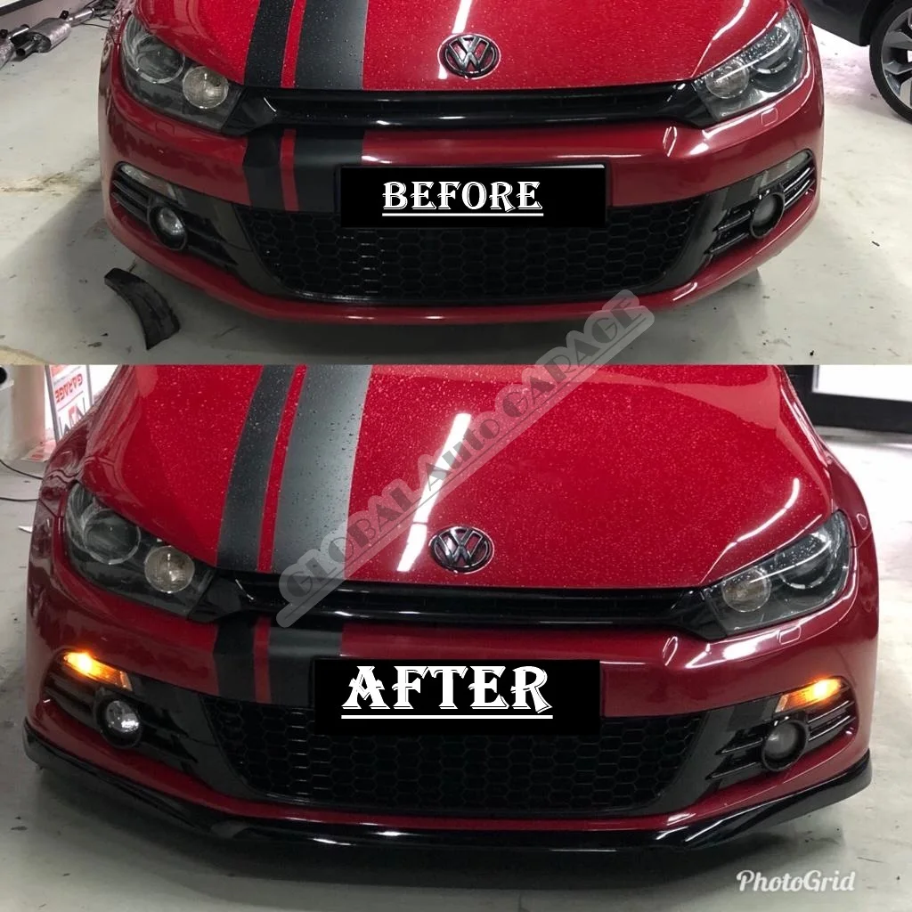

For VOLKSWAGEN SCIROCCO Front Bumper Attachment Lip 2008-2020 Piano Glossy Black Splitter Diffuser Universal Spoiler Bumper Flap