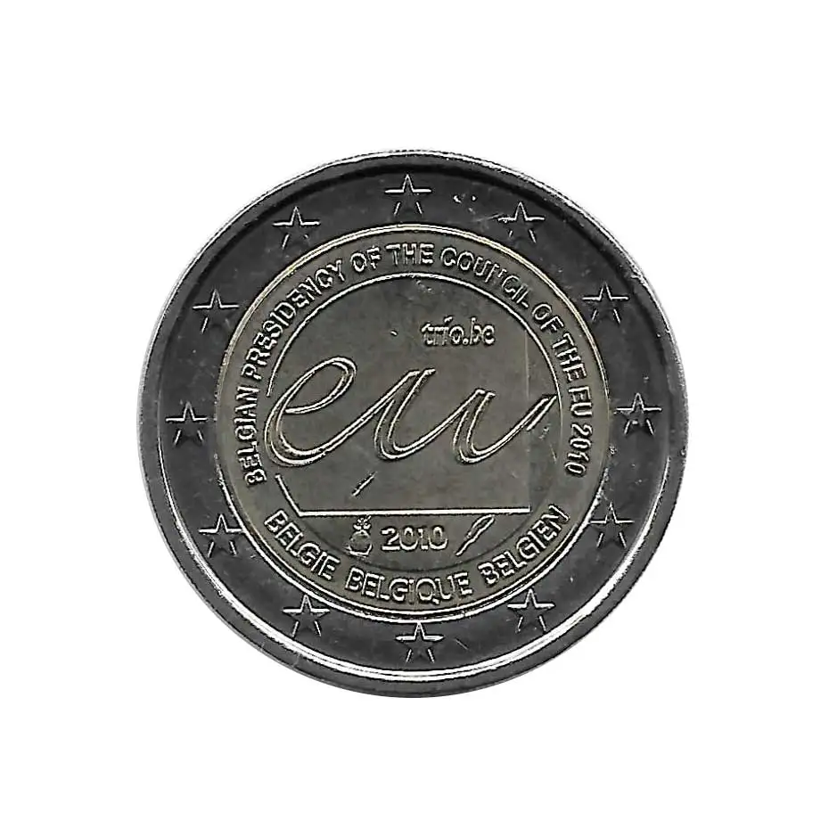 Памятная монета 2 ЕС Бельгия 2010 год UNC бельгийский Президиум нераспространенный |