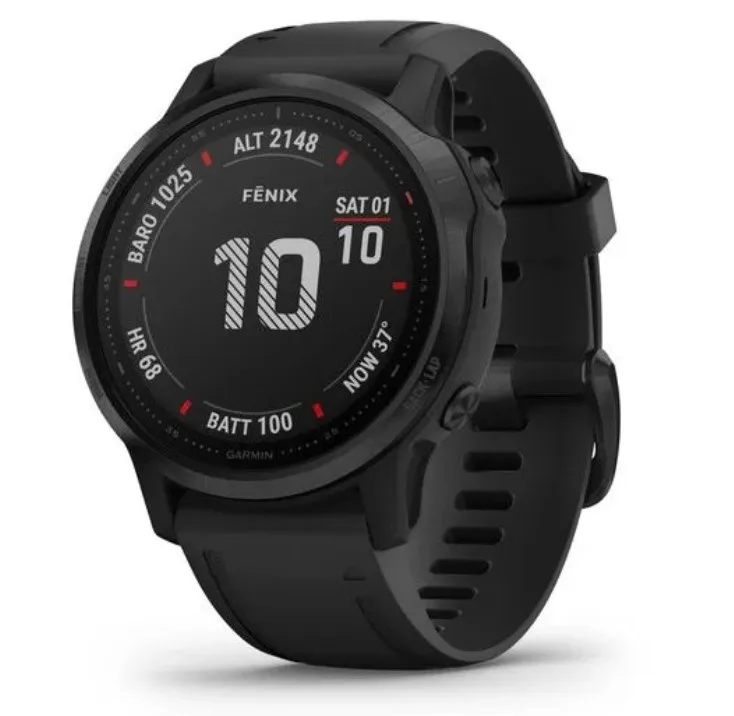 Черные часы Garmin Fenix 6S Sapphire серый DLC с черным ремешком | Электроника