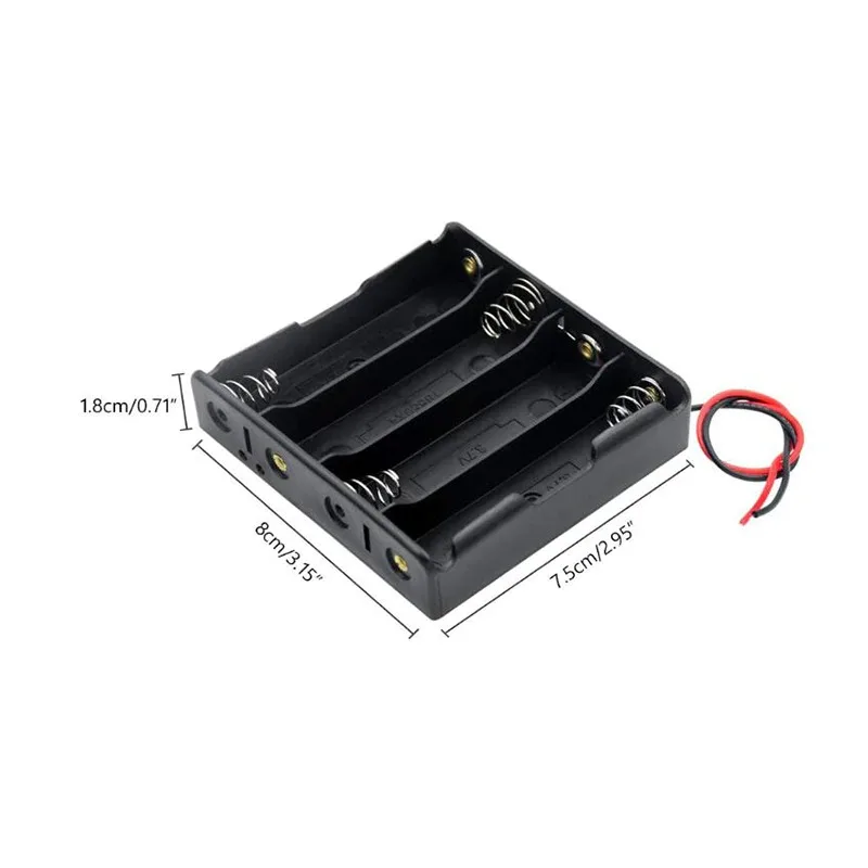 Black Plastic 1x 2x 3x 4x 18650 Battery Storage Box Case 1 2 3 4 Slot Way DIY Batteries Clip Holder Container With Wire Lead Pin |