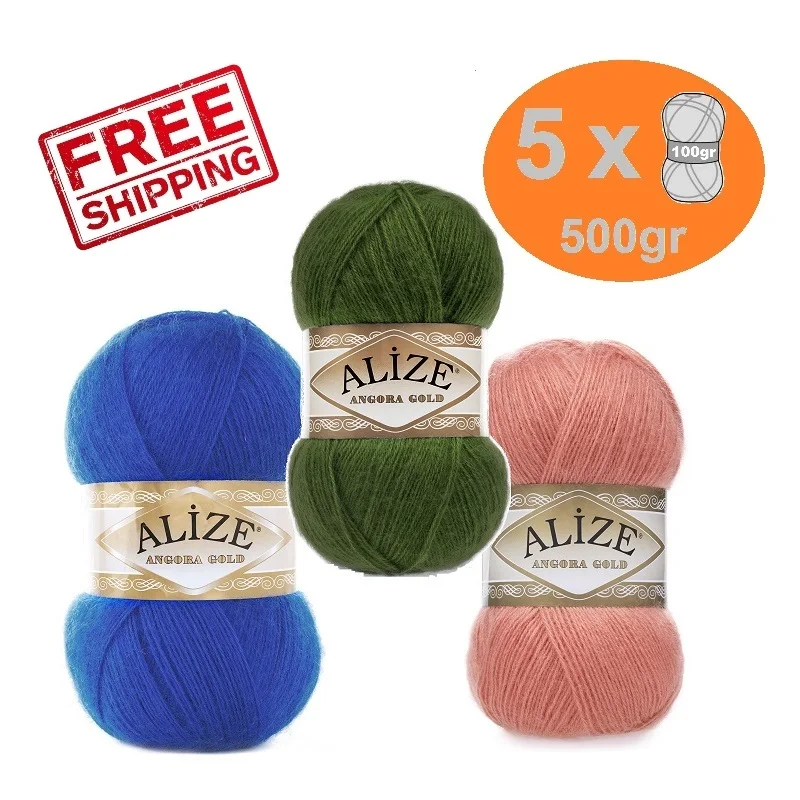 

Alize Angora Gold Yarn %20 Wool-%80 Acrylic 5x100gr-550mt Knitting Crochet Wrap Beanie Sweater Kids Adults Knitwears Winter