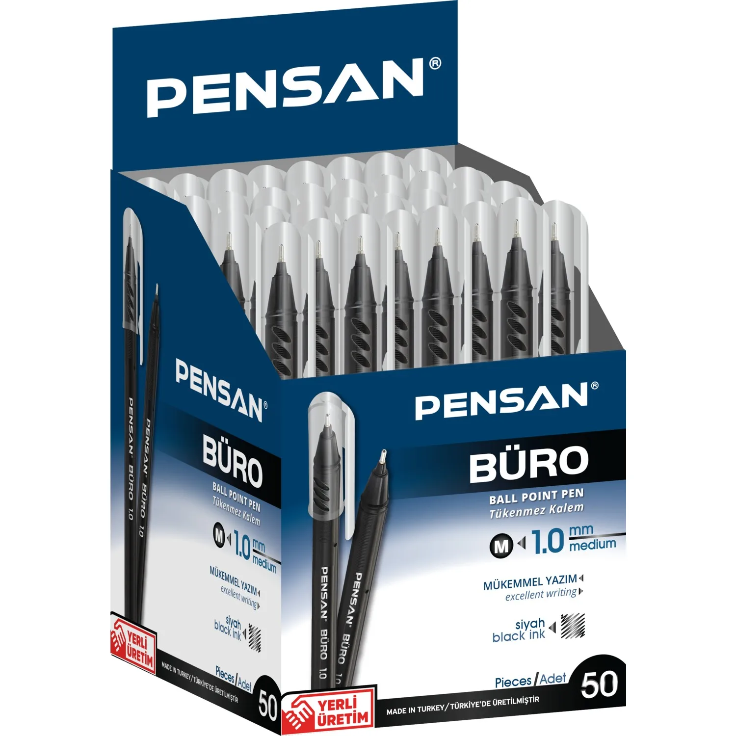 

SERESSTORE PENSAN Office Ballpoint Pen 1MM 2270 Black-Red-Blue 50 PCS-pen-pens-note book set with pen-fine point pen-technical