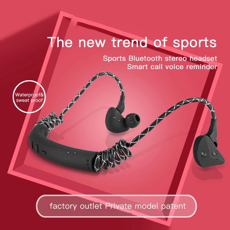 Беспроводные Bluetooth наушники с шумоподавлением гарнитура шейные спортивные