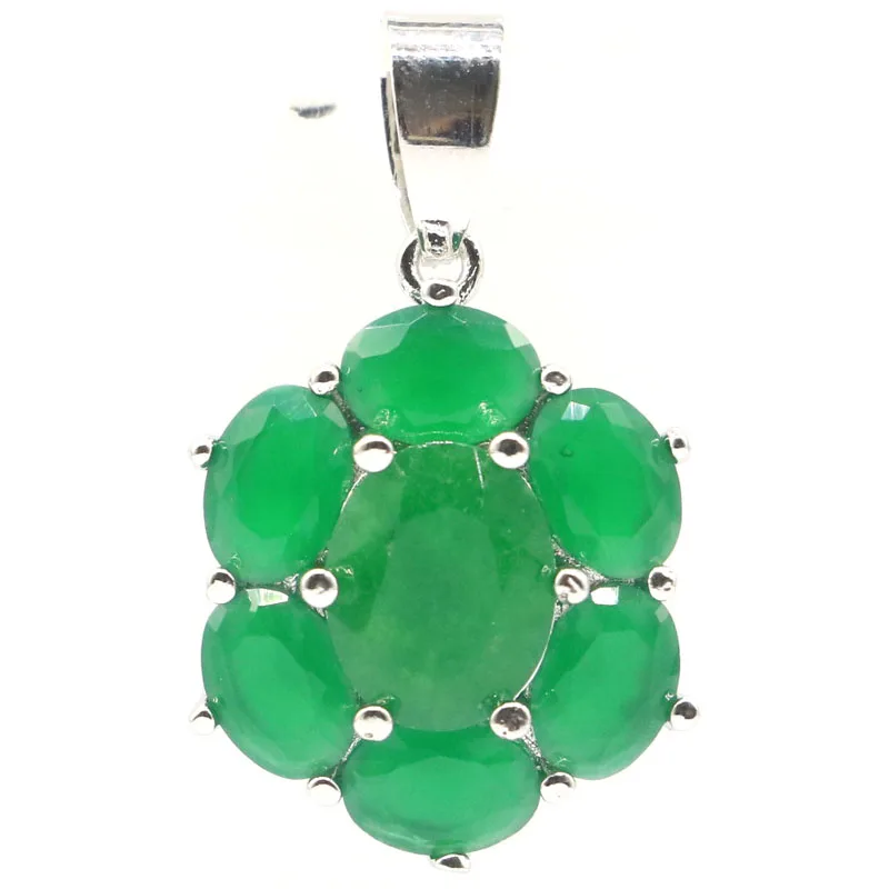 

27x17mm Highly Recommend Jewelry Set Real Green Emerald For Women Wedding Fine Jewelry Silver Pendant Earrings