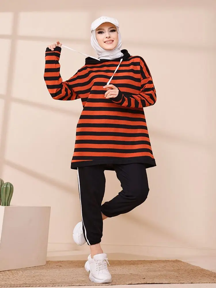 

Tofis Dual Track Suits 2 Piece Sets Women's Sportswear Elastic Casual Hooded Muslim Turkey's Fashion Fall 2021