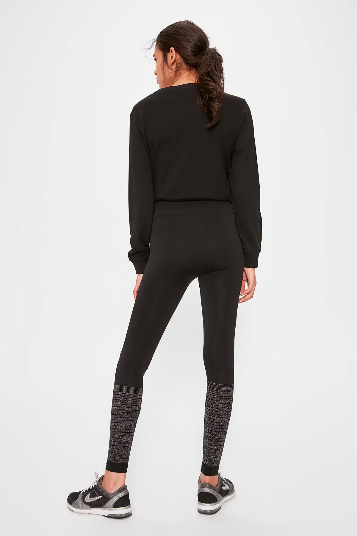 Trendyol Black Lurex Detailed Seamless Sports Leggings TWOAW20TA0070 | Женская одежда