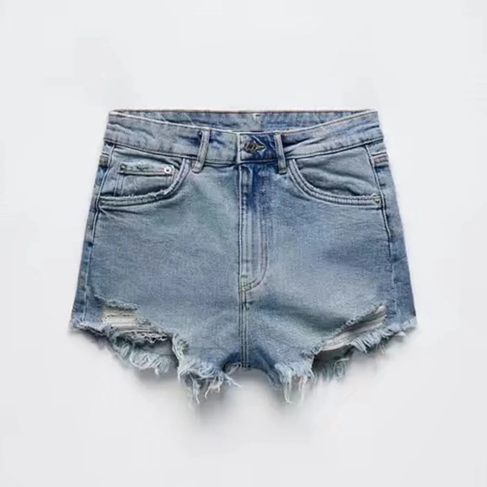 

2022 Lady pants New style Za spring women's black all-match high waist denim shorts