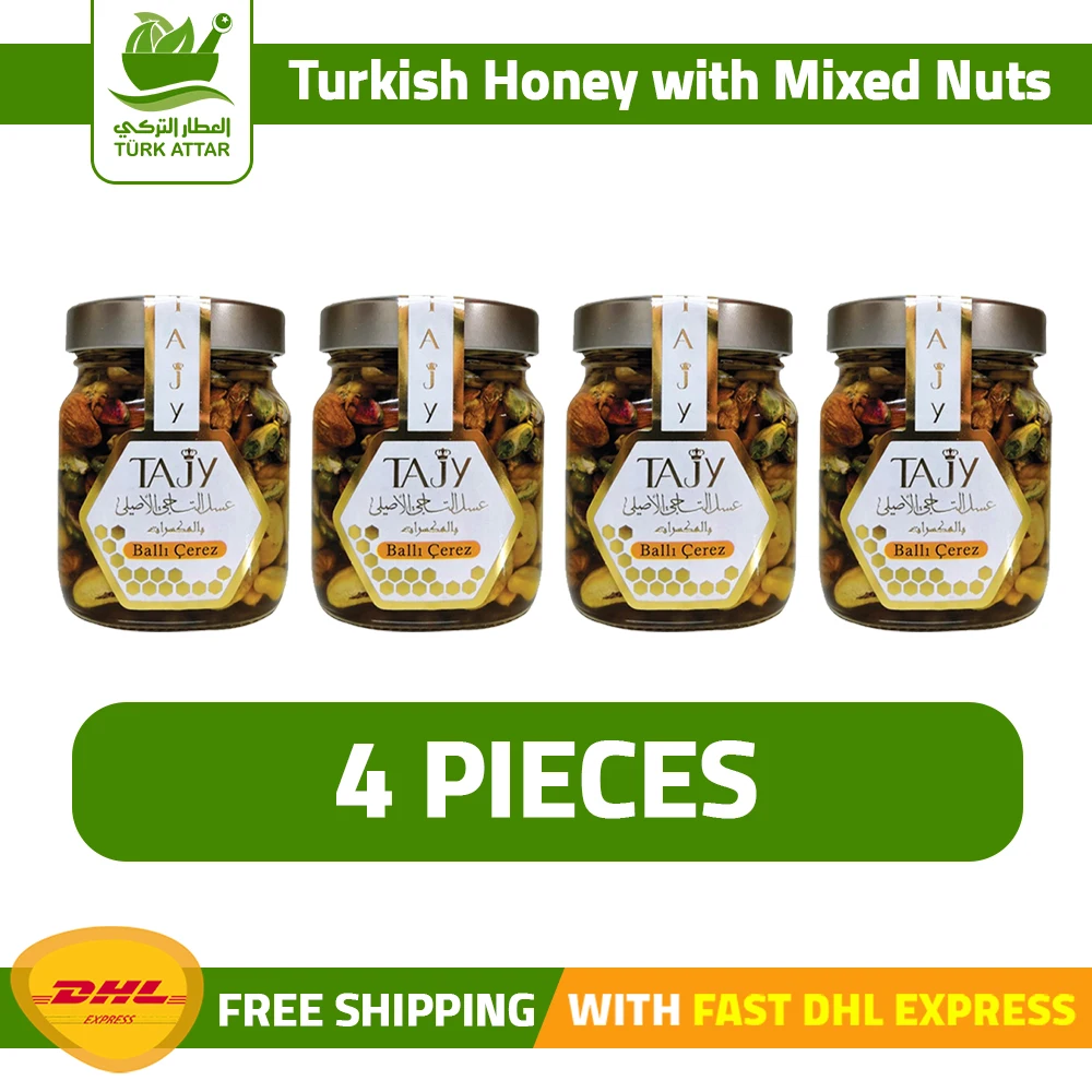 Мёд с мелким углём турецкий ореховая смесь 4 × 365gr быстрая бесплатная доставка