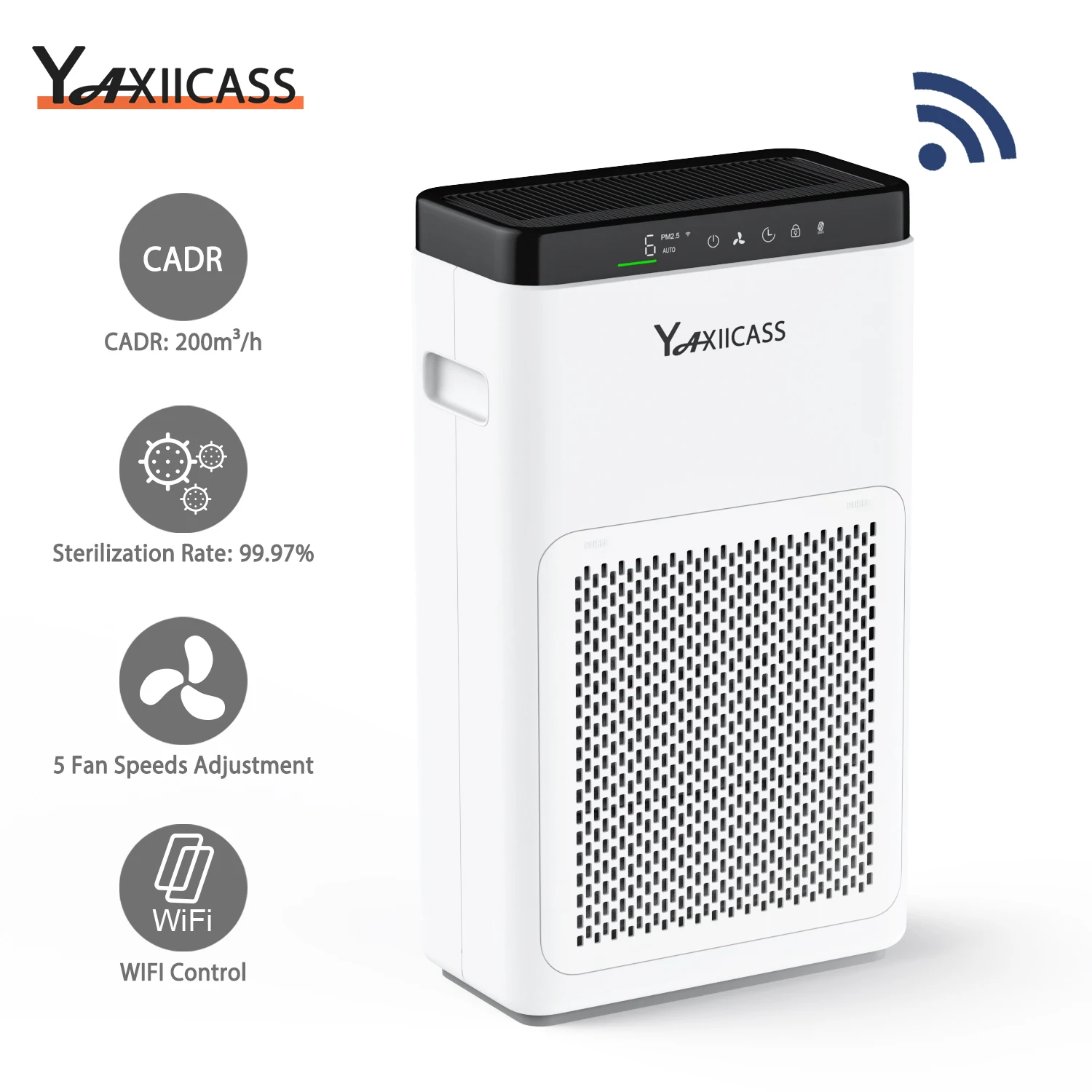 

YAXIICASS Умный Очиститель Воздуха WiFi Пульт Дистанционного Управления Для Дома 3-Слойные Фильтры HEPA Очиститель Воздуха с Низким Уровнем Шума PM2,5...