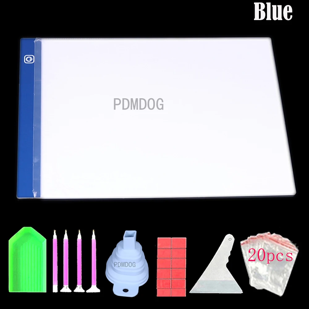 

A4 подставка со светодиодсветильник кой, инструмент, лоток для ручки для нового 5D DIY, наклейка для алмазной живописи, клей, алмазная вышивка, В...