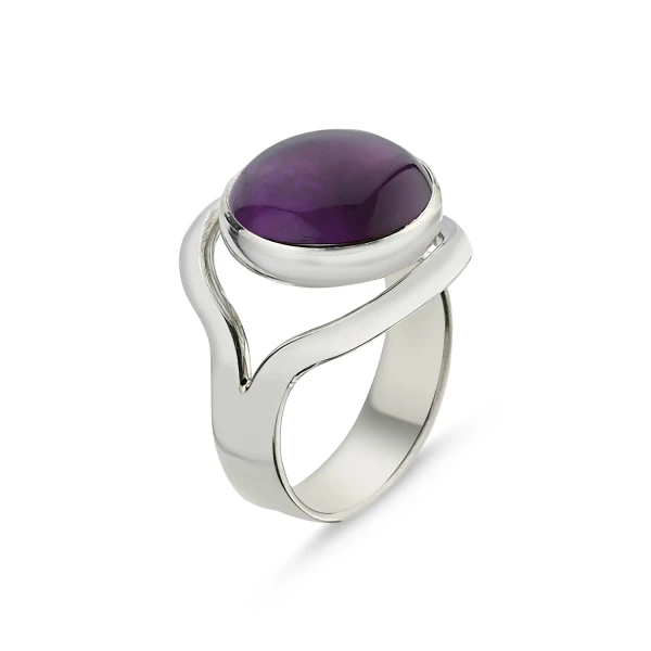

Silver 925 Sterling Amethyst Stone Handwork Ring