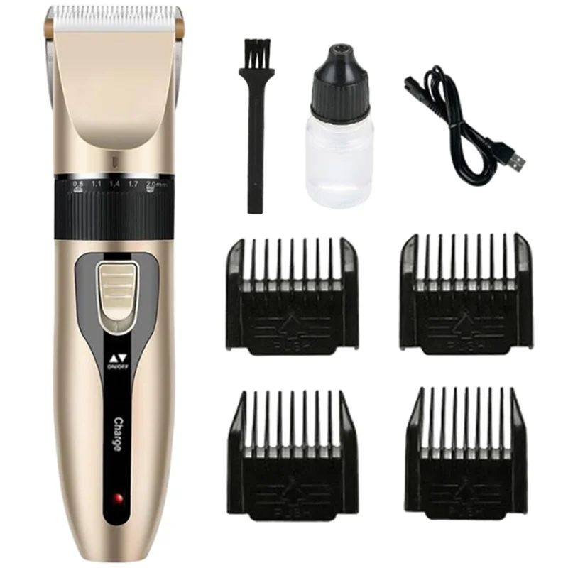 Professional Gold USB Rechargeble Electric Hair Clipper Trimmer Multifunctional Haircut Set For Pets
