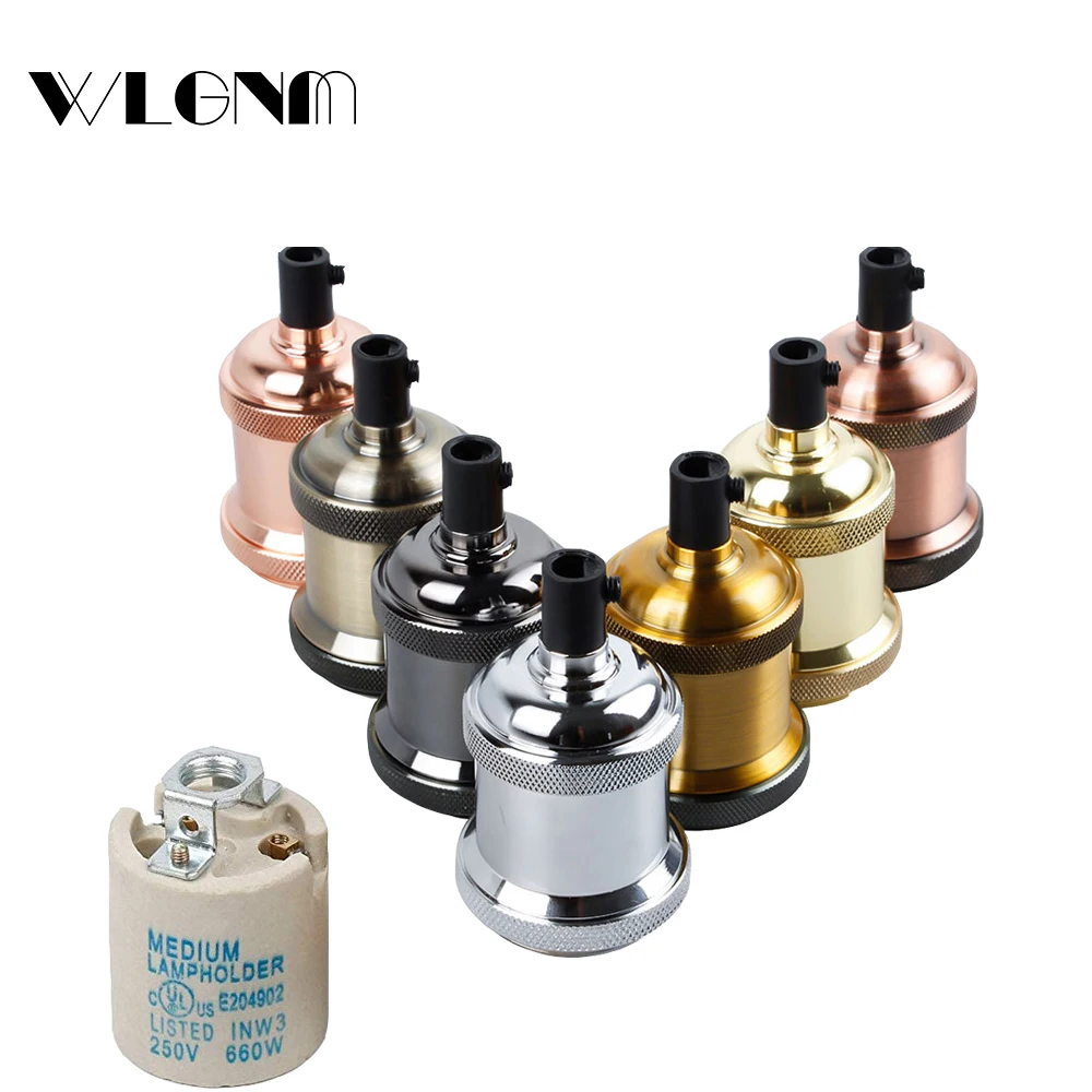 

Vintage Pottery Lamp Base Ceramic Edison Light Socket E27 Aluminum Light Socket Industrial Retro Fittings Lamp Holder Fixtures