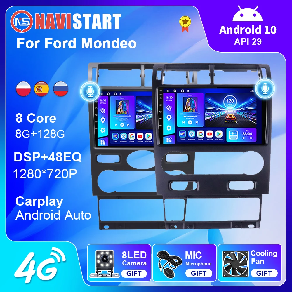 

NAVISTART Android 10 Car Multimedia Player For Ford Mondeo 3 2000-2007 Car Radio Stereo 4G WIFI GPS RDS Navigation NO DVD Player