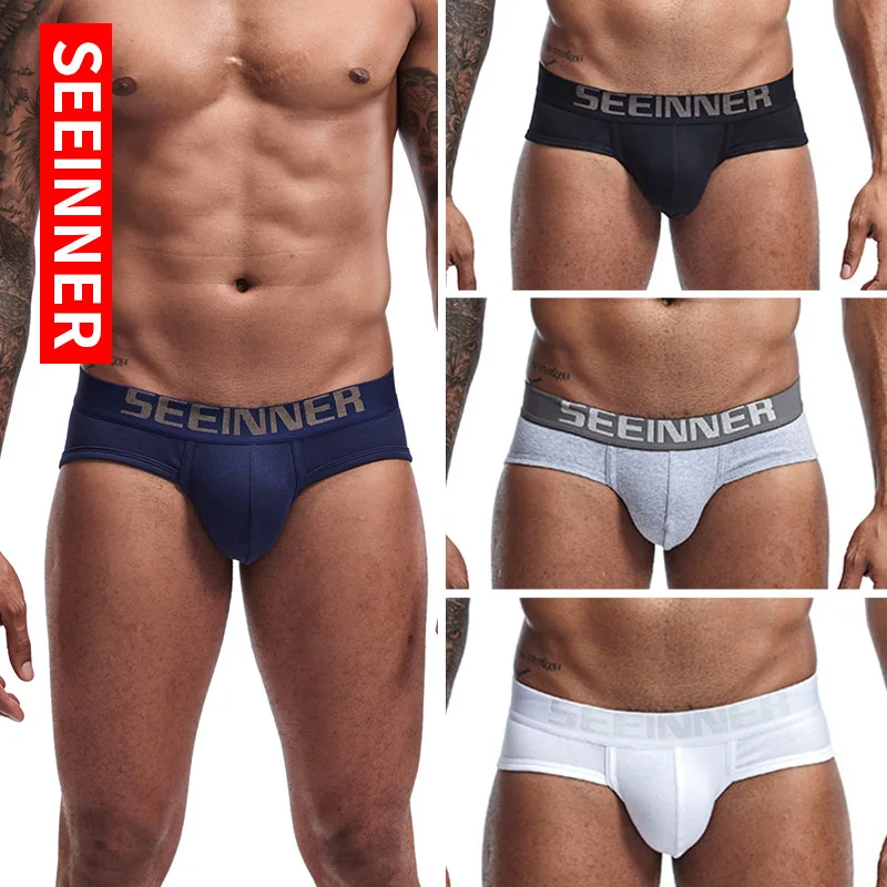 

Men Underwear Triangle Sexy Low Rise Underpants Stretch Soft Cotton