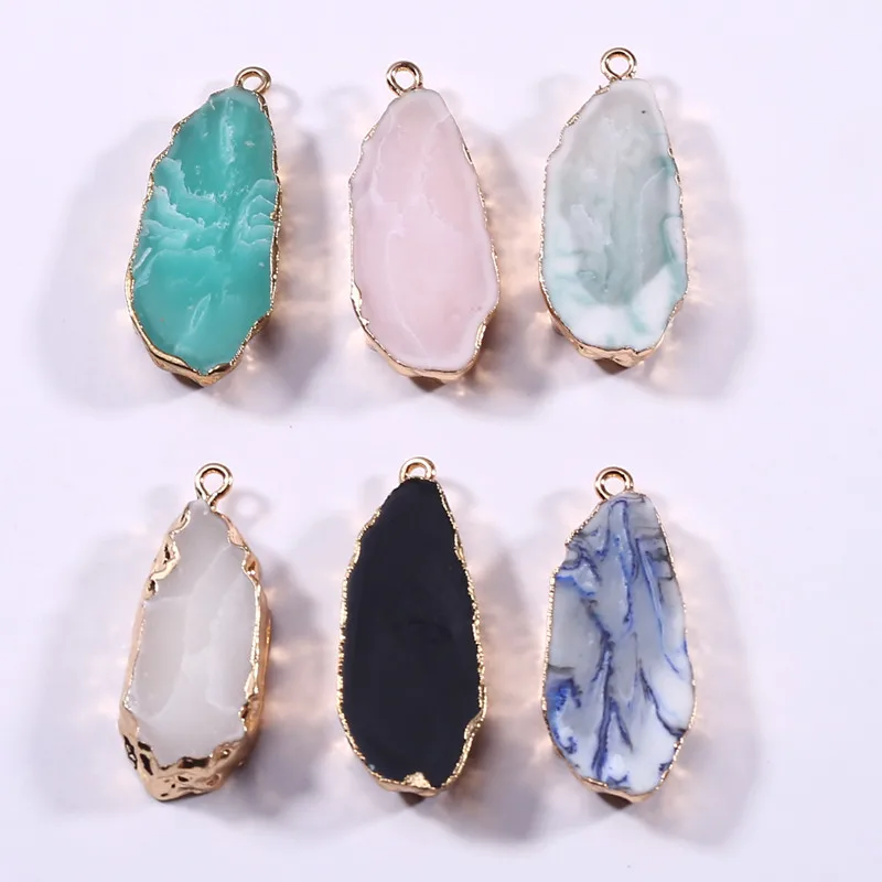 

HOCOLE Crystal Quartz Connector Pendants Necklace Bracelet Earring Accessories Agates Druzy Diy charm pendant jewelry making
