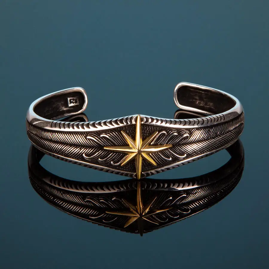 925 Sterling Silver Mens North Star Bracelet Trendy Fine Wholesale Elegant Special Stylish Design Modern Sales Religion Muslim