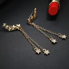 Модные женские стильные золотые звезда серебряного цвета обтекаемые длинные хрустальные серьги с кисточками женские ювелирные изделия для девочек