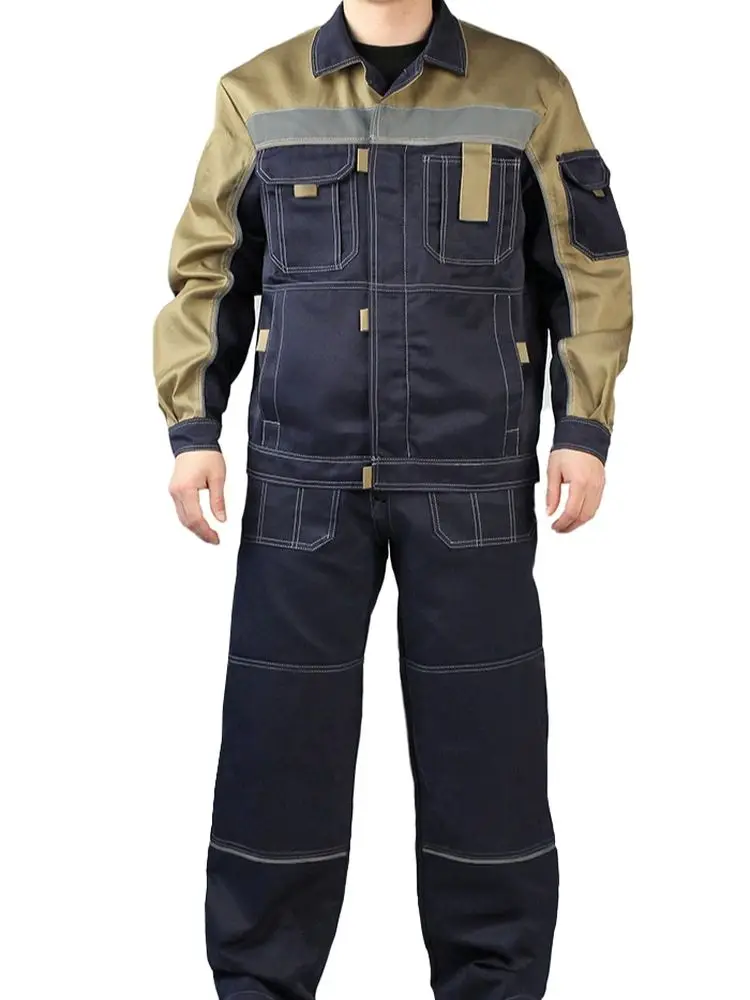 Рабочий костюм мужской &quotРОЛЬФ&quot куртка/полукомбинезон темно-синий/бежевый