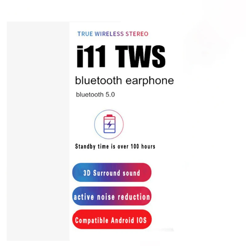 

100pcs wholesale i11 TWS Bluetooth 5.0 Wireless Earphones Earpieces mini Earbuds i11 With Mic