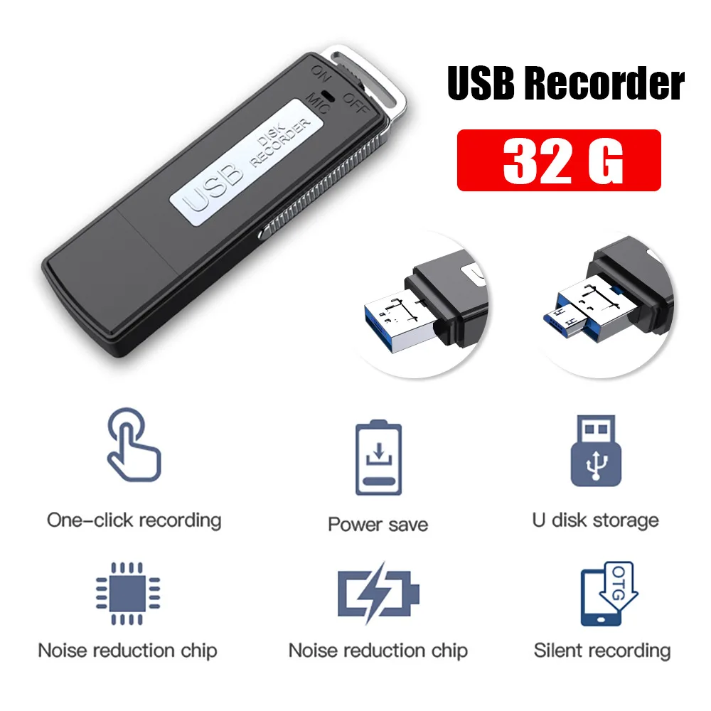 

NEW A Key Recording U-Disk Digital Audio Recorder TF Flash Card USB Voice Recorder Pen Mini Dictaphone Professional Up To 32GB