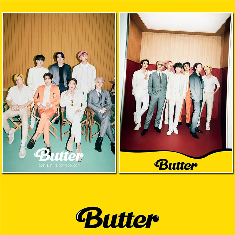 

KPOP Bangtan Boys New Album Butter Stick-On Poster JIMIN JIN V RM Jung Kook Pictures Fans Collection Dormitory 2PCS/SET C39