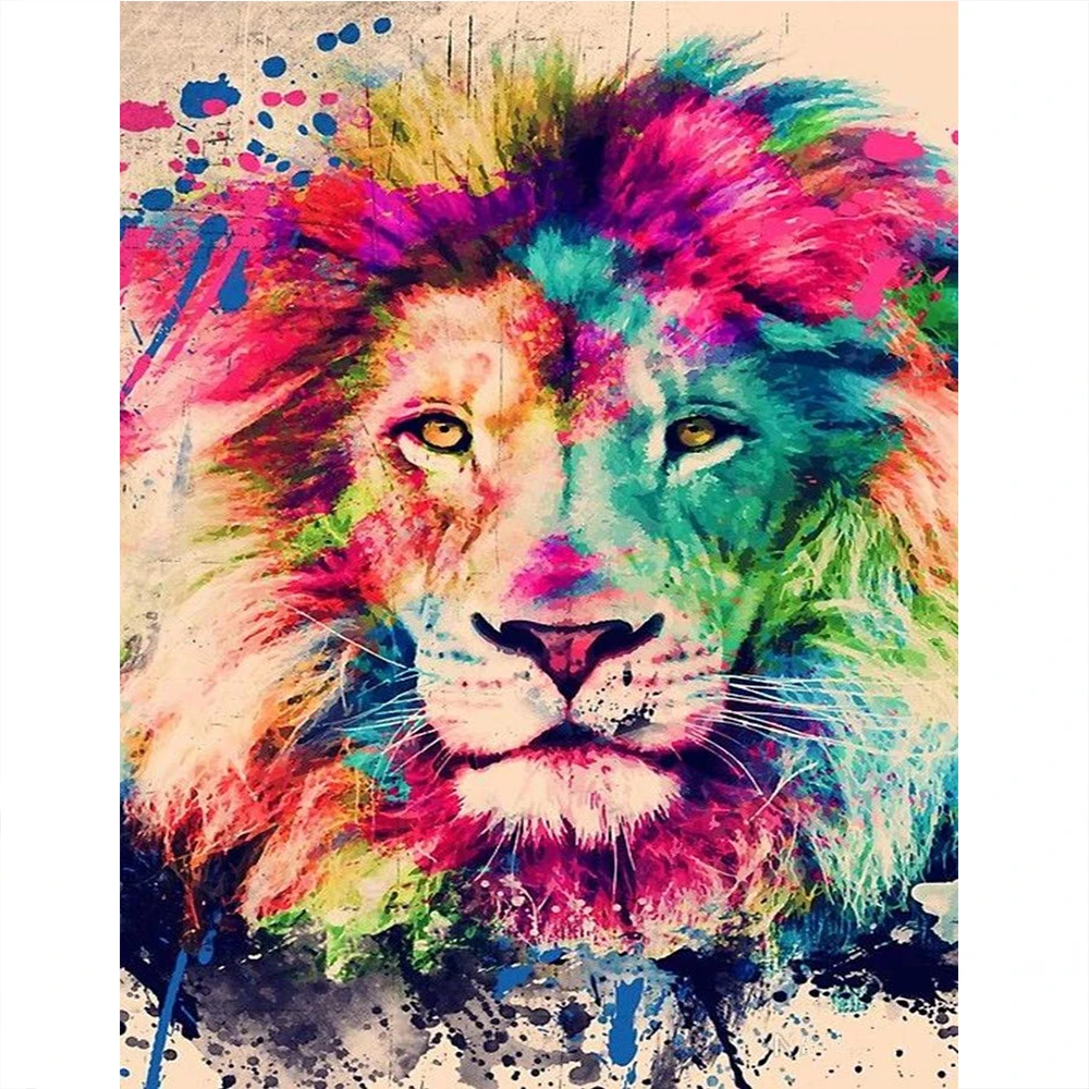 

Diamond Painting Kits 5D DIY Lion Animal Art Painting By Numbers Round Full Diamond Embroidery Cross Stitch Arts Mosaic Crafts