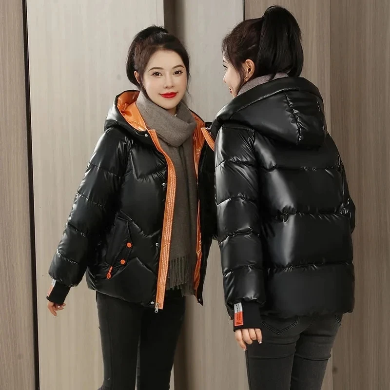 Зимняя женская куртка новинка 2022 глянцевое пуховое пальто из хлопка зимняя