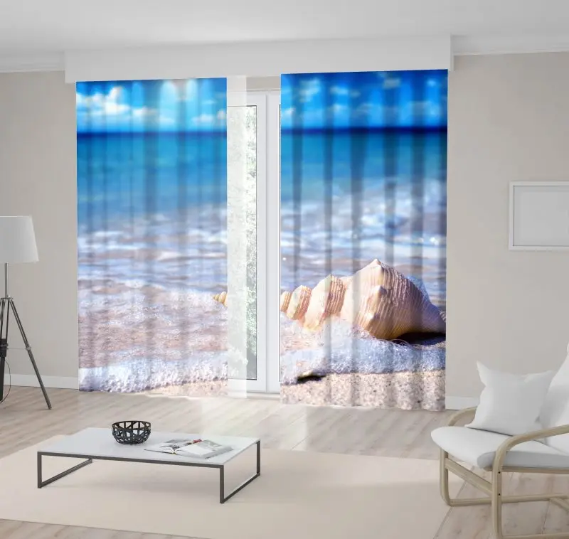 Занавески ракушки в воде песчаный пляж морской летнее время предложение небо